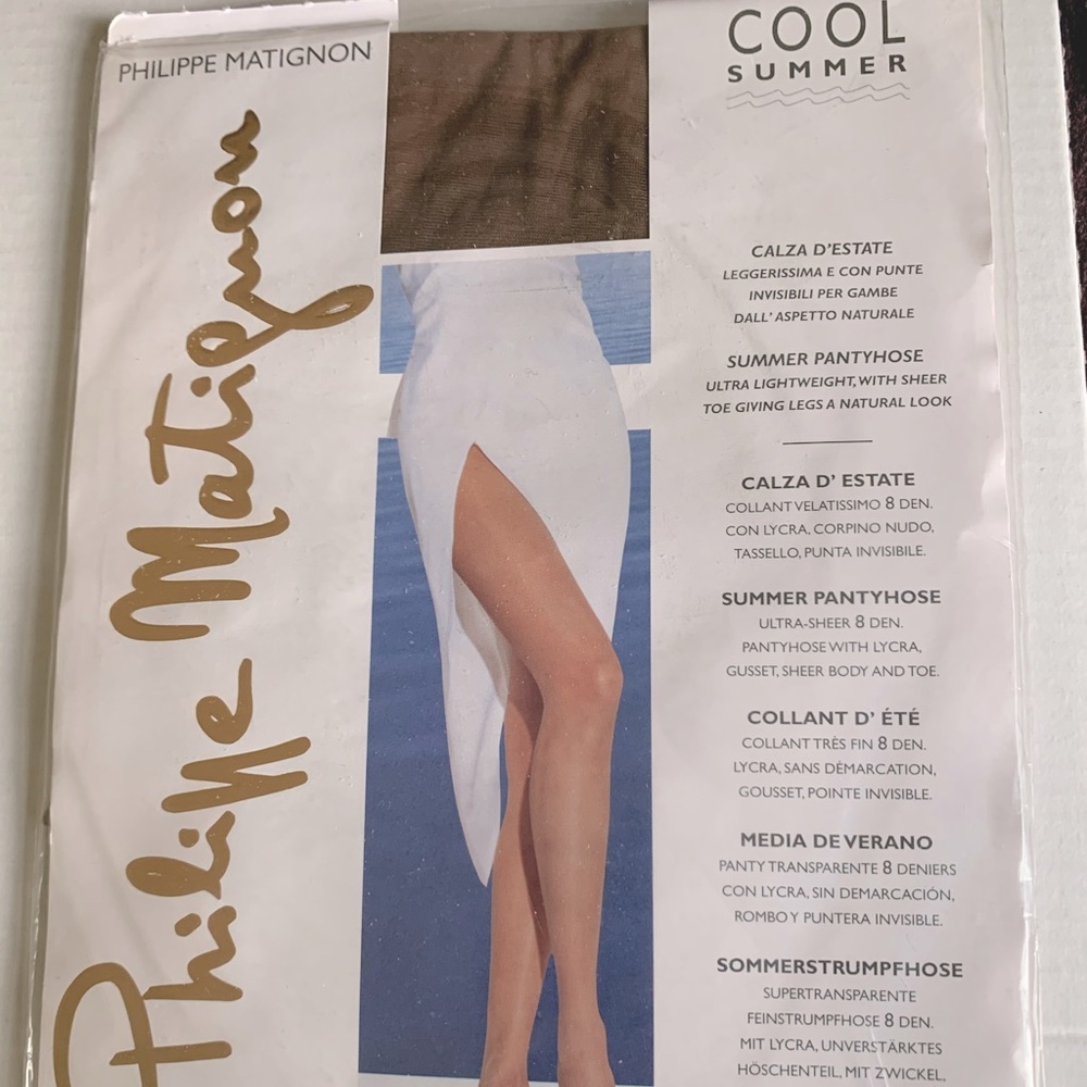 NWT Philippe Matignon 8 Den Cool Summer pantyhose Tights Natural Tan Eu 3 US M